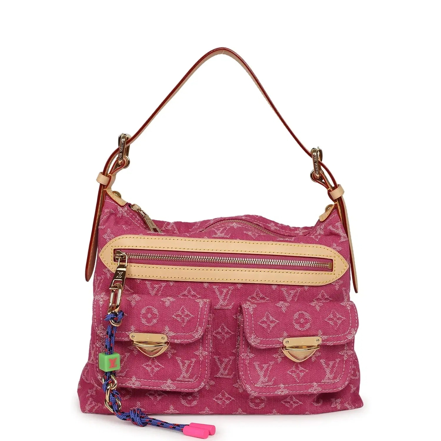 Louis Vuitton Baggy NM Fuchsia Denim Monogram Gold Hardware