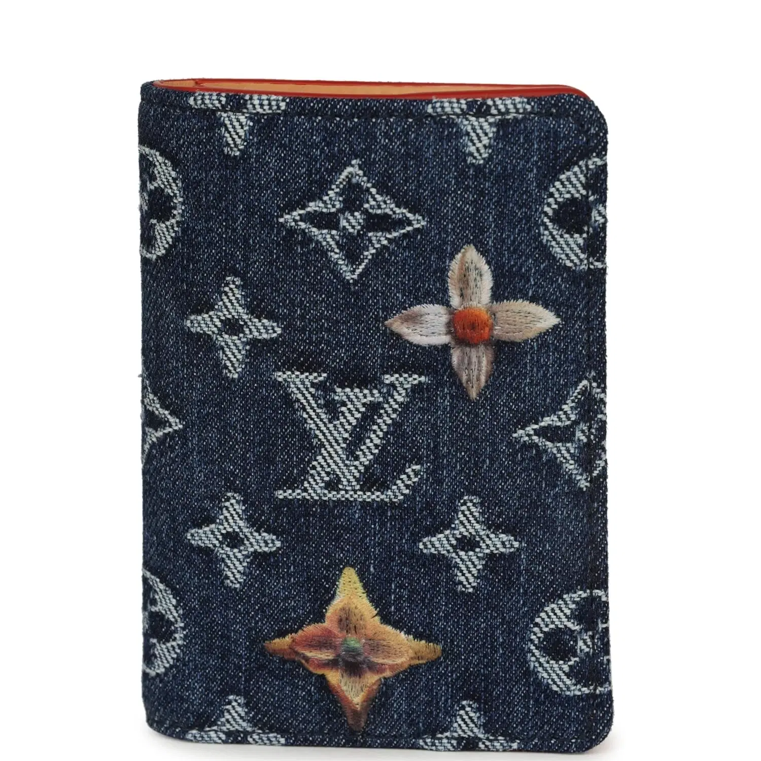 Louis Vuitton Pocket Organizer Blue Monogram Denim Floral Embroidery
