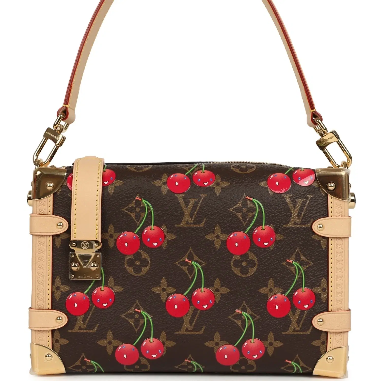 Louis Vuitton x Takashi Murakami Cheries Side Trunk MM Brown and Red Cherry Monogram Gold Hardware