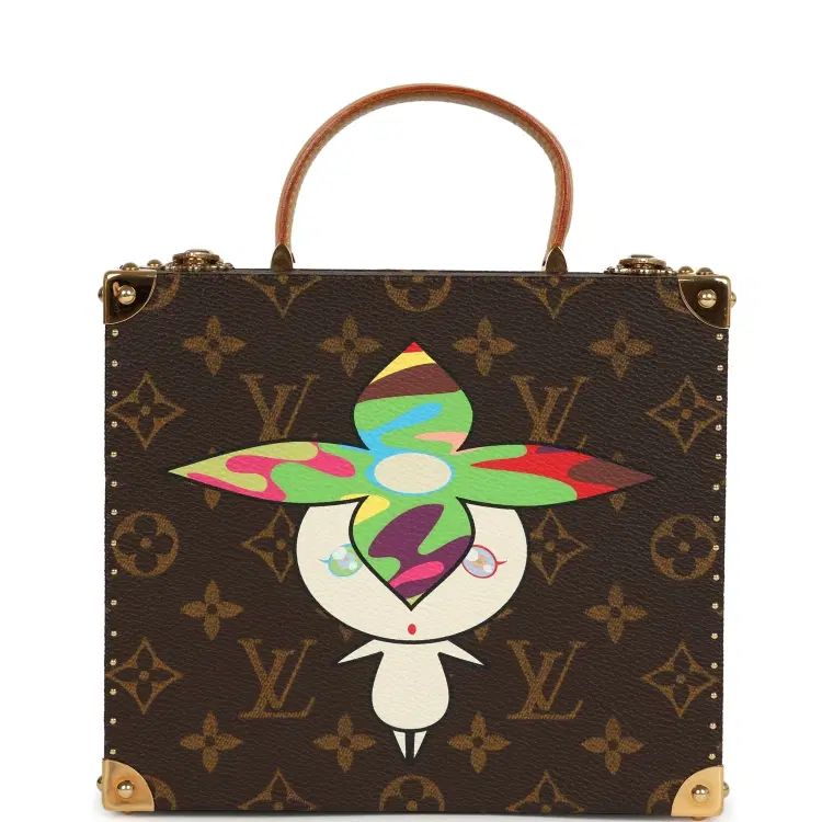 Vintage Louis Vuitton x Takashi Murakami Flower Head Jewelry Trunk Brown Multi Monogram Brass Hardware-Hover-Image