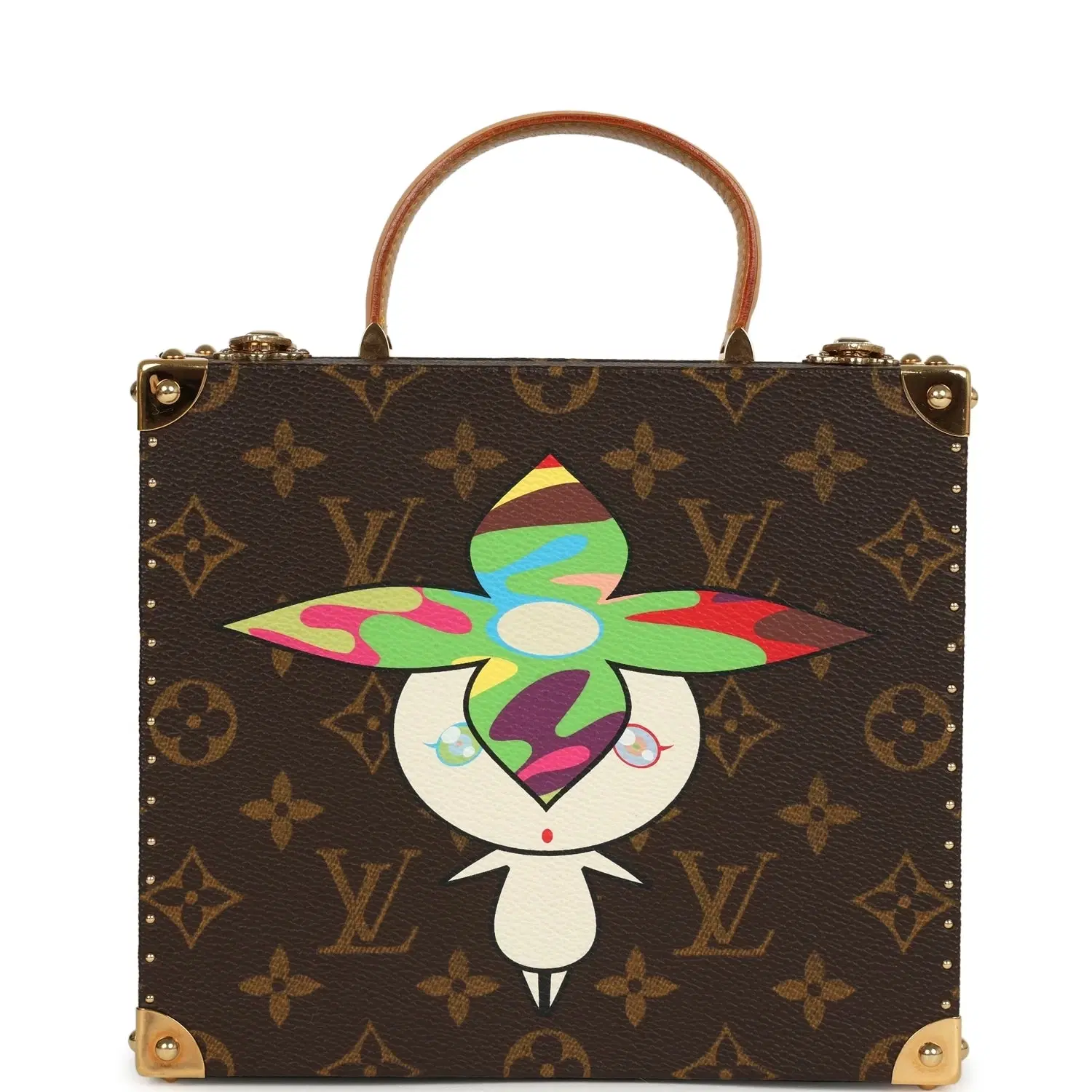 Vintage Louis Vuitton x Takashi Murakami Flower Head Jewelry Trunk Brown Multi Monogram Brass Hardware