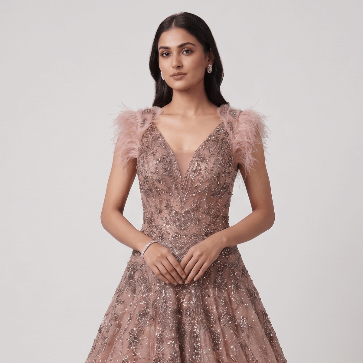 Dolly J Pink Embellished Gown