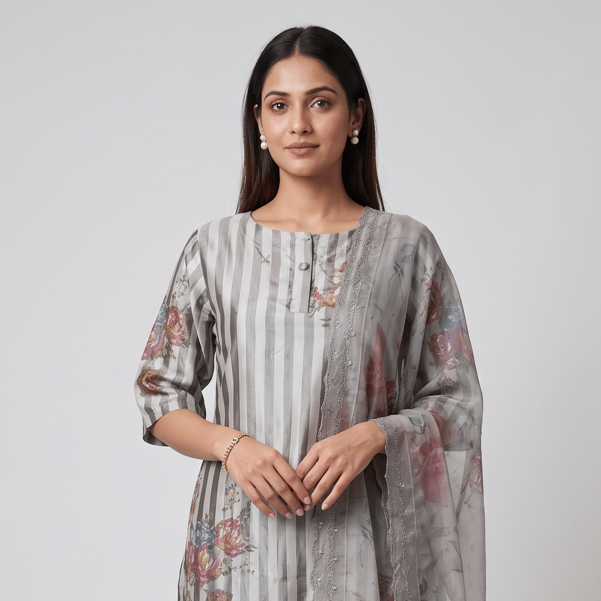 Eka Grey Stripe Suit Set