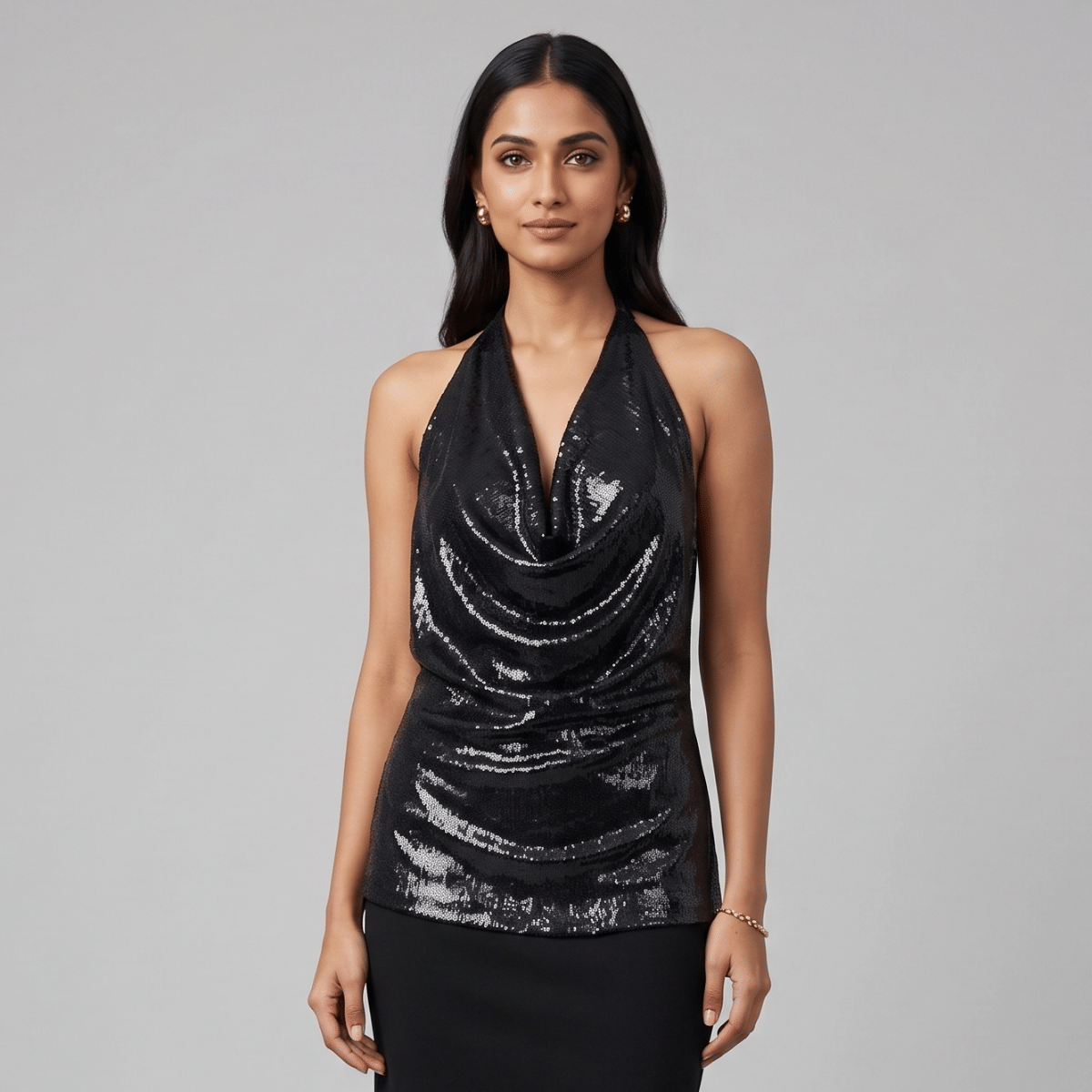 Lanvin Liquid Sequin Halter Top