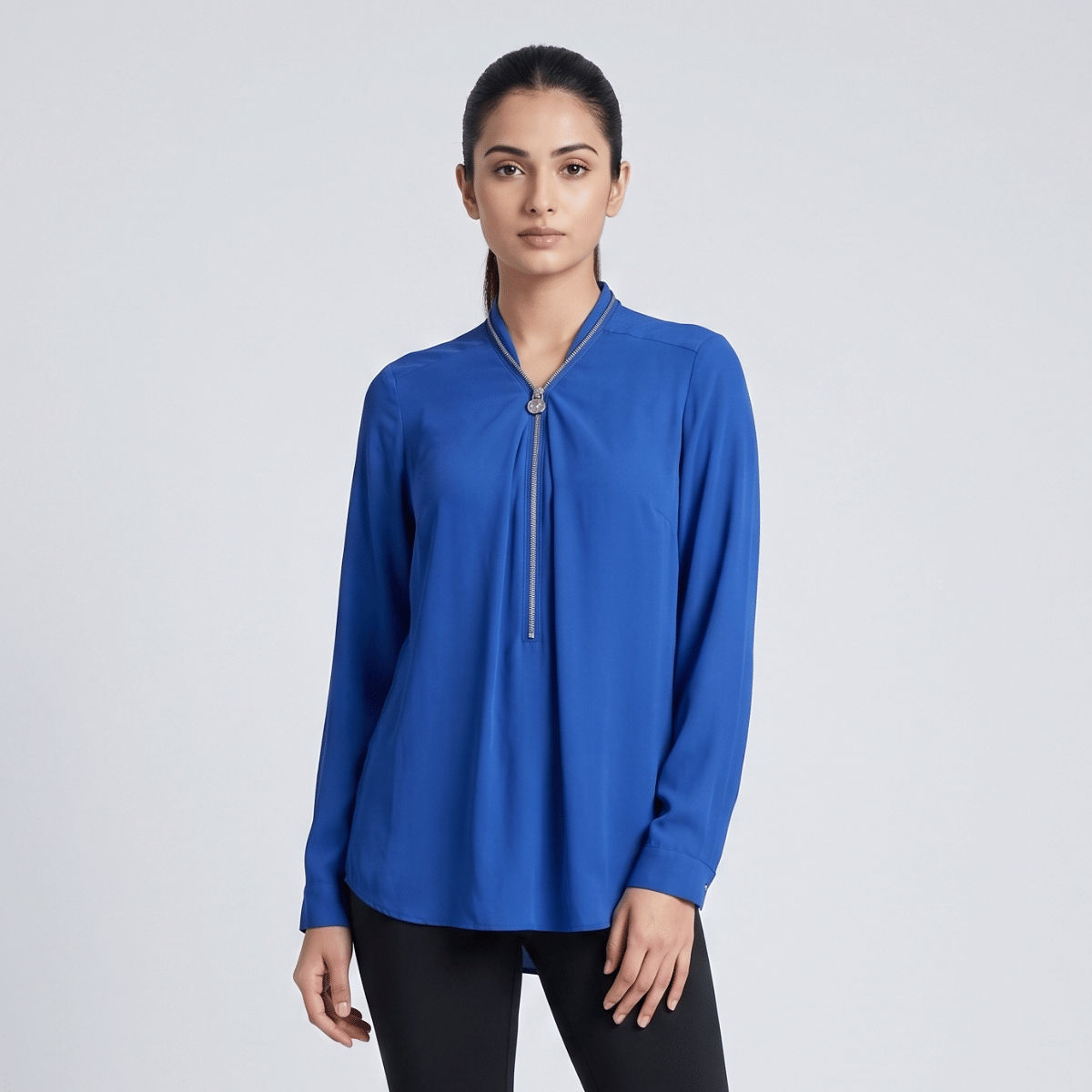 Michael Kors Blue Zipper Top