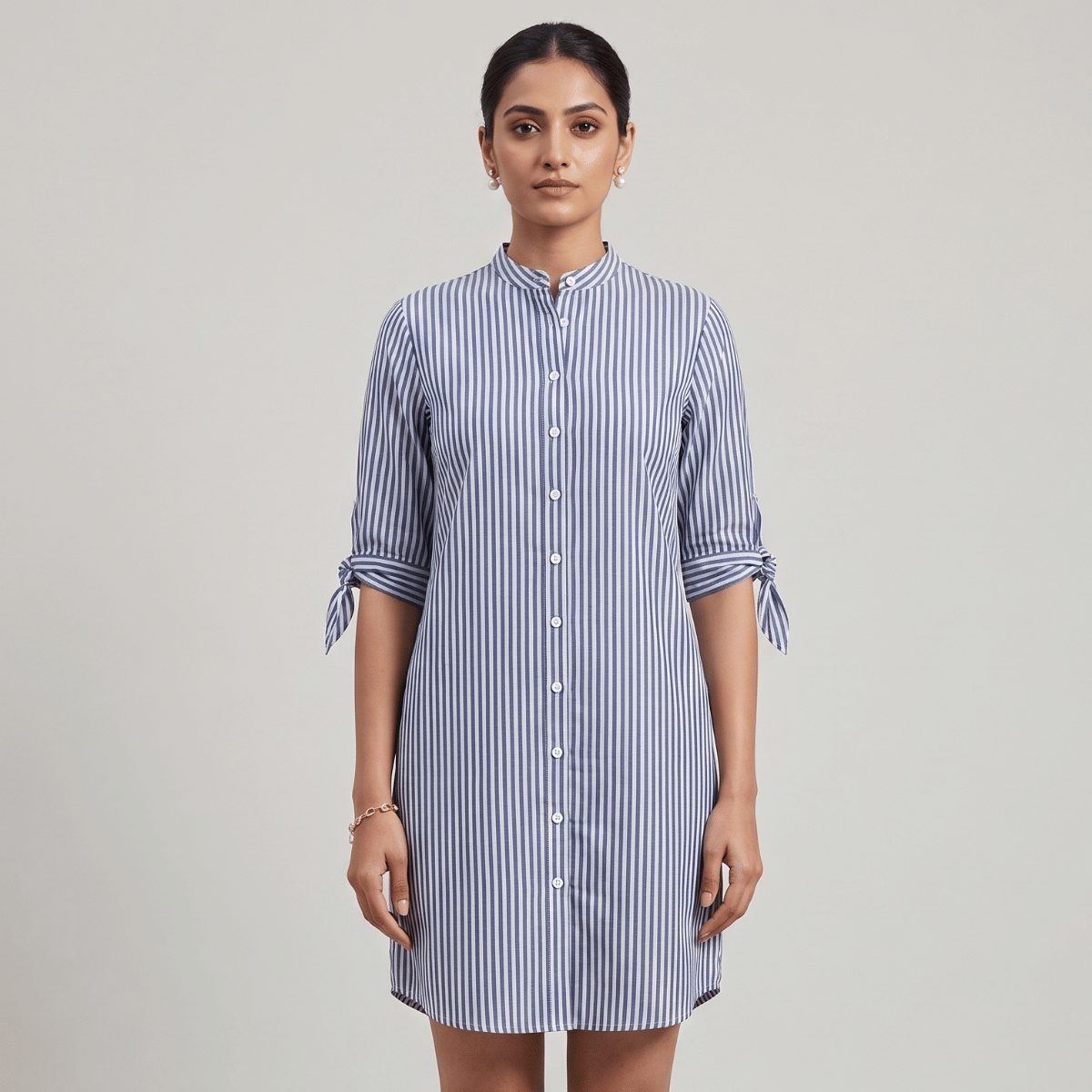 Michael Kors Blue Striped Shirt Dress, Size (XS)