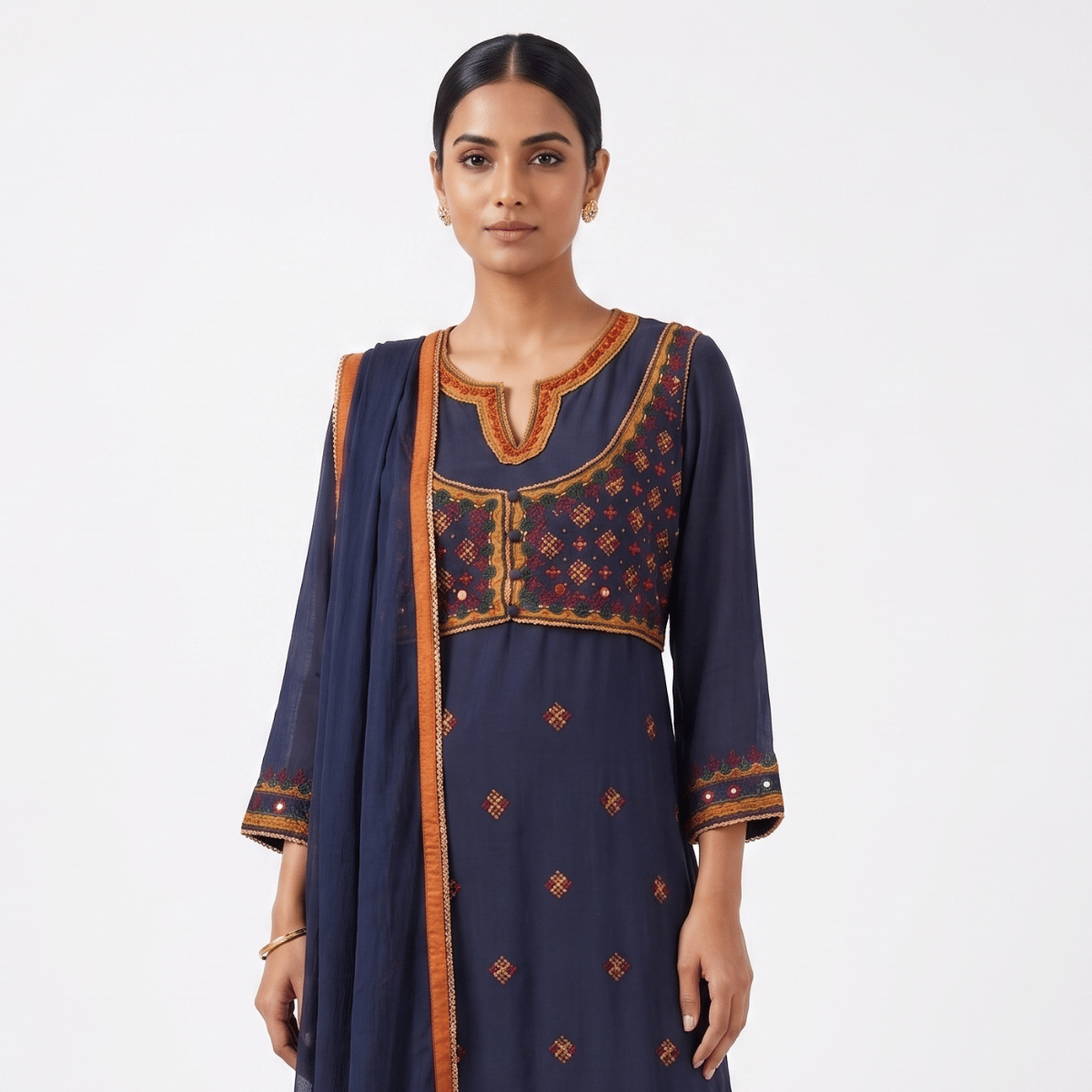 Ritu Kumar Blue Embroidered Suit Set