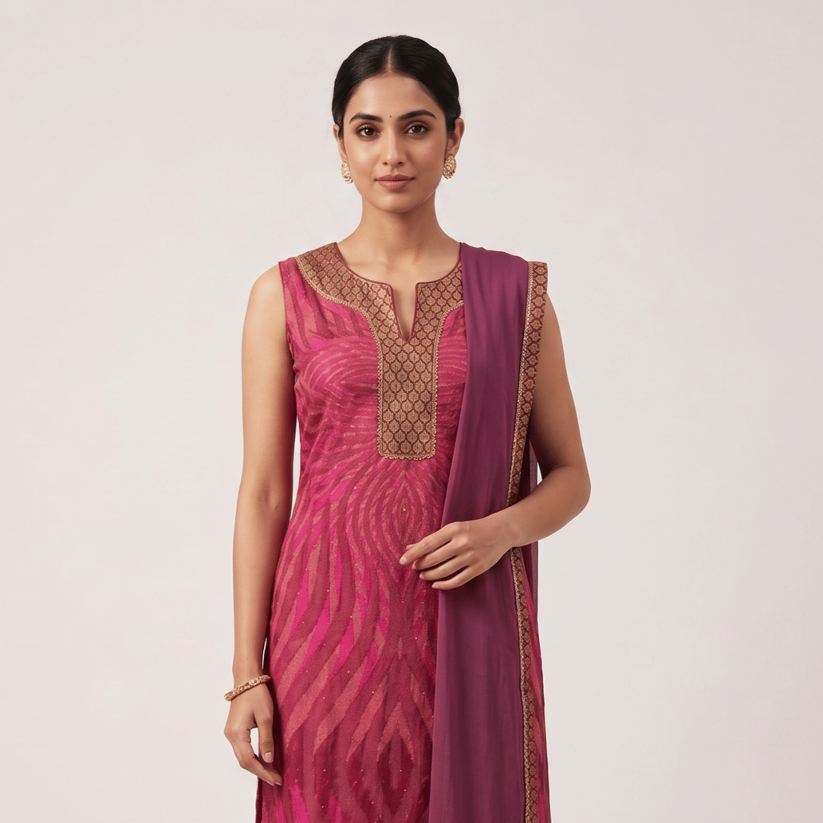 Ritu Kumar Half Sleeves Kurta with Dupatta , Size Small