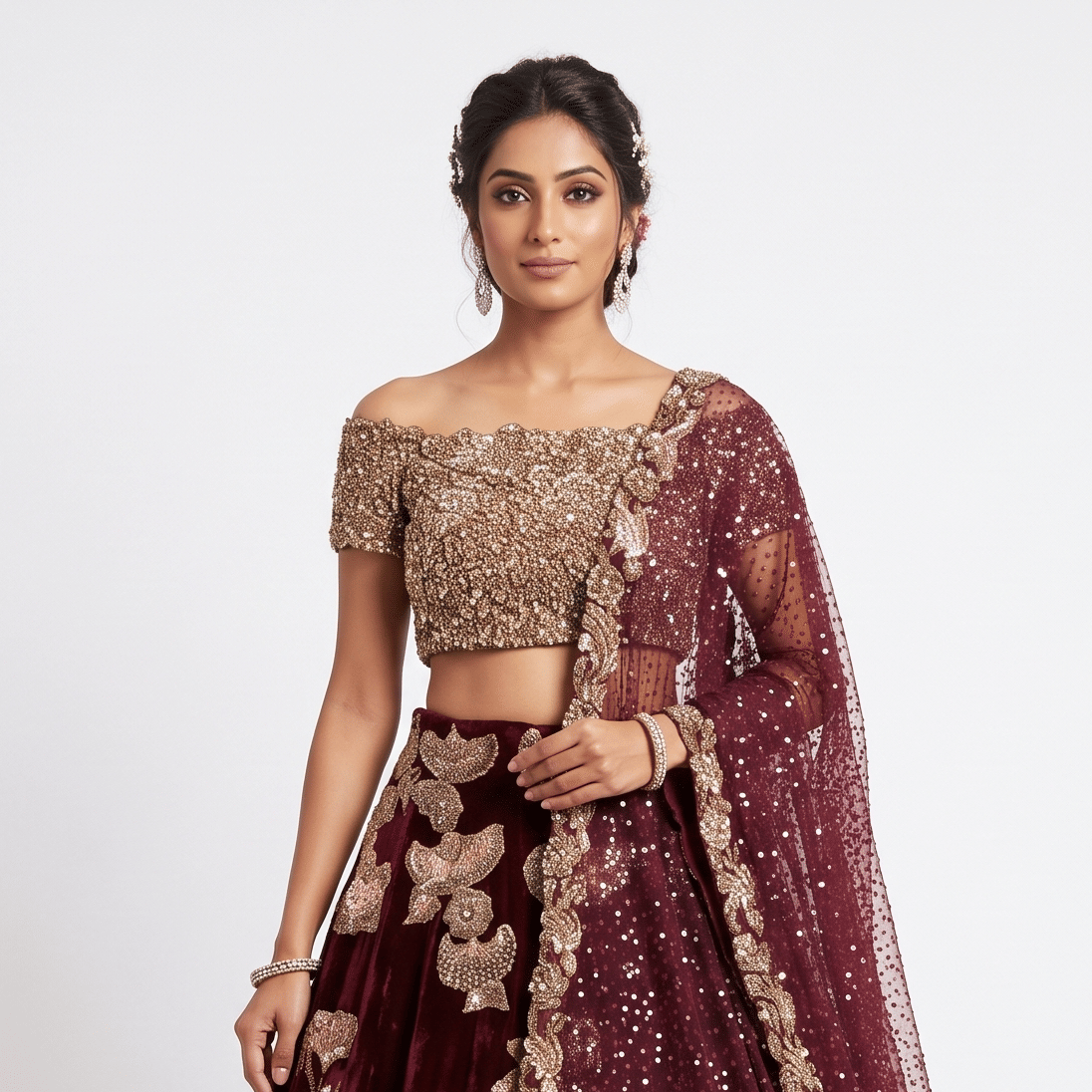 Manish Malhotra Velvet Embroidered Lehenga