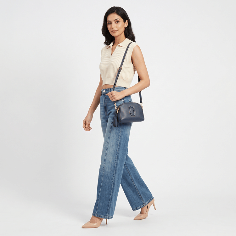 Marc Jacobs Shutter Blue Leather Cross Body Bag-Hover-Image