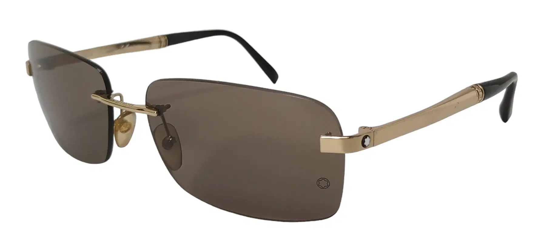Montblanc Rectangular Sunglasses With Gold Coloured Metal Frame