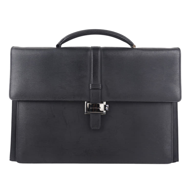 Montblanc Black Meisterstuck Leather Briefcase-Hover-Image