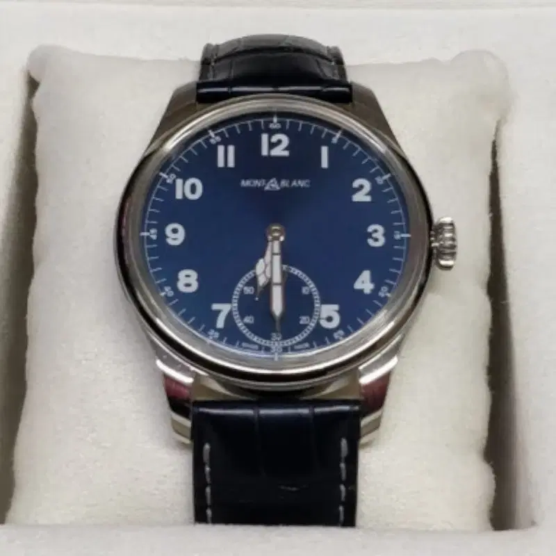 Montblanc 1858 Blue Dial Leather Strap Men's Watch