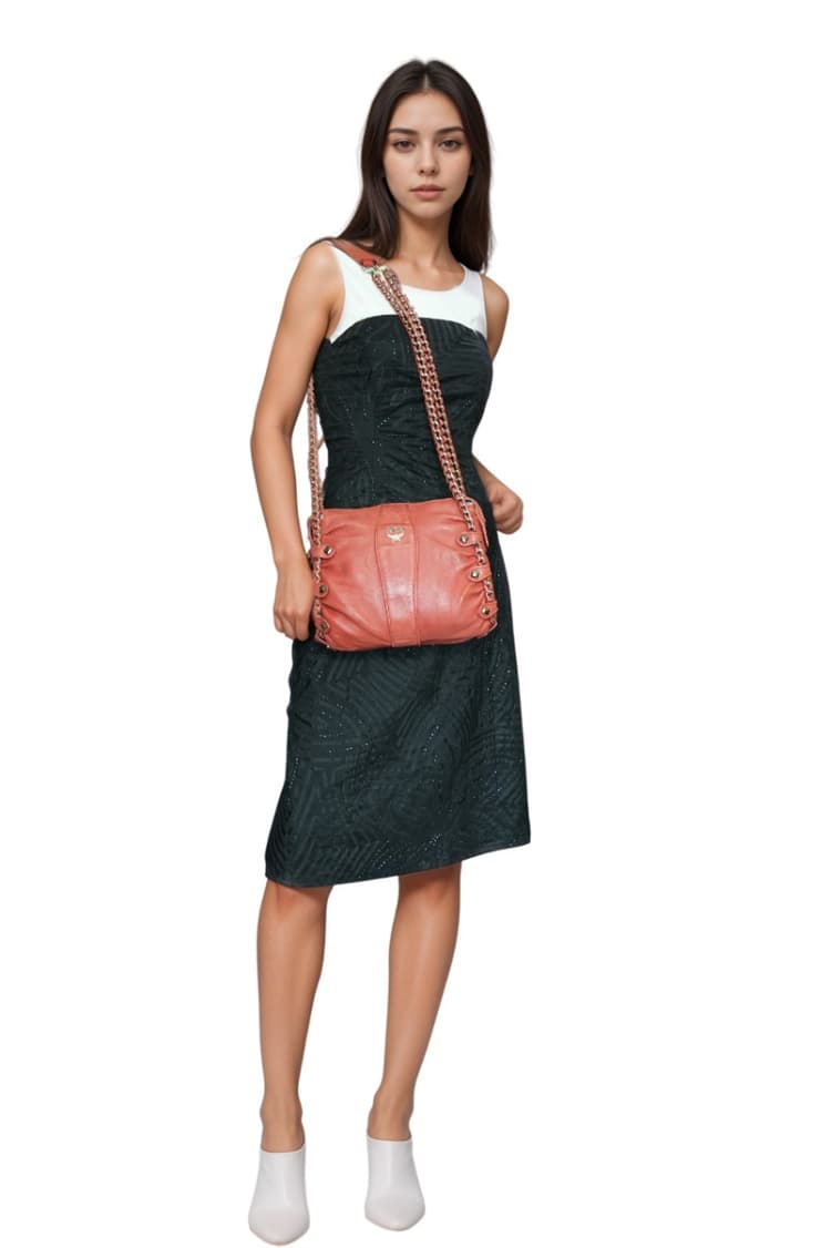 MCM Red Leather Shoulder Bag-Hover-Image