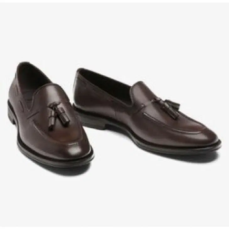 Massimo Dutti Tassel Plain Leather Loafers-Hover-Image