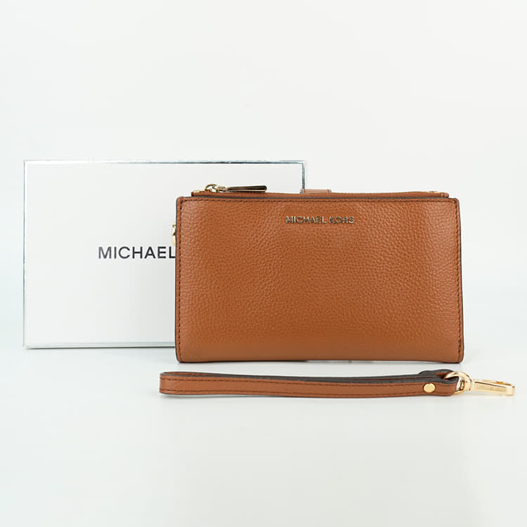 Michael Kors Adele Double-Zip Pebbled Leather Phone Wallet Wristlet-Hover-Image