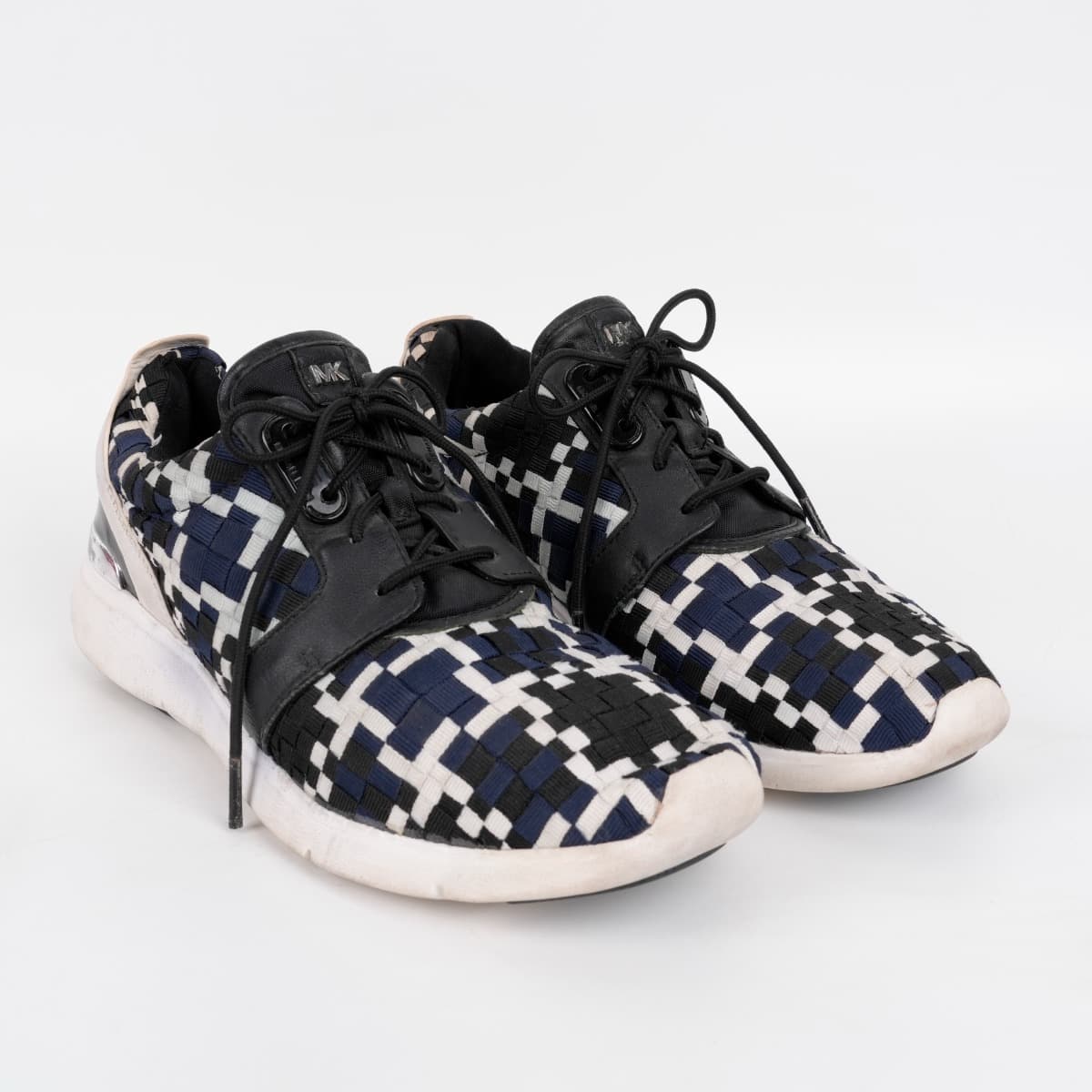 Size 10 - Michael Kors Amanda Trainer Woven Navy/Black/ White Sneakers