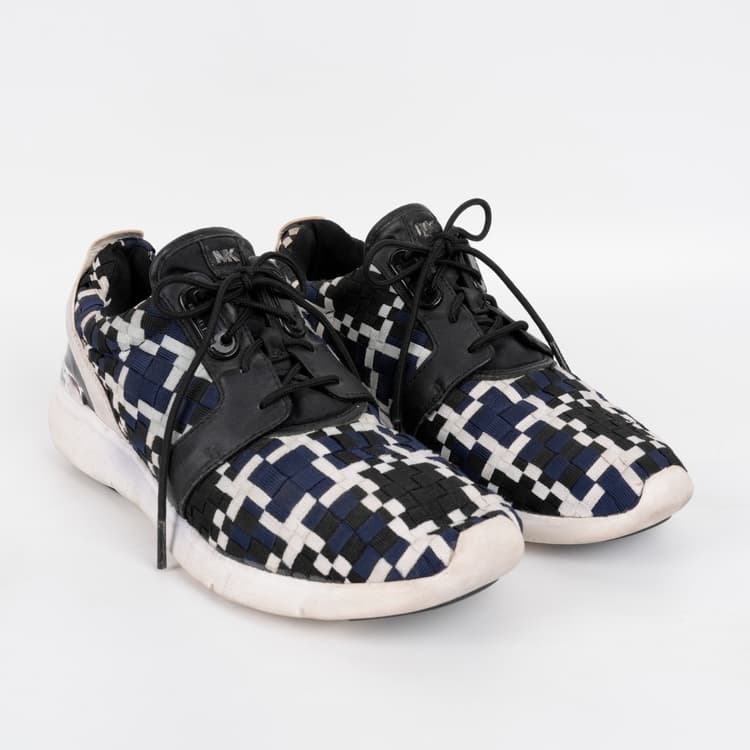Size 10 - Michael Kors Amanda Trainer Woven Navy/Black/ White Sneakers-Hover-Image