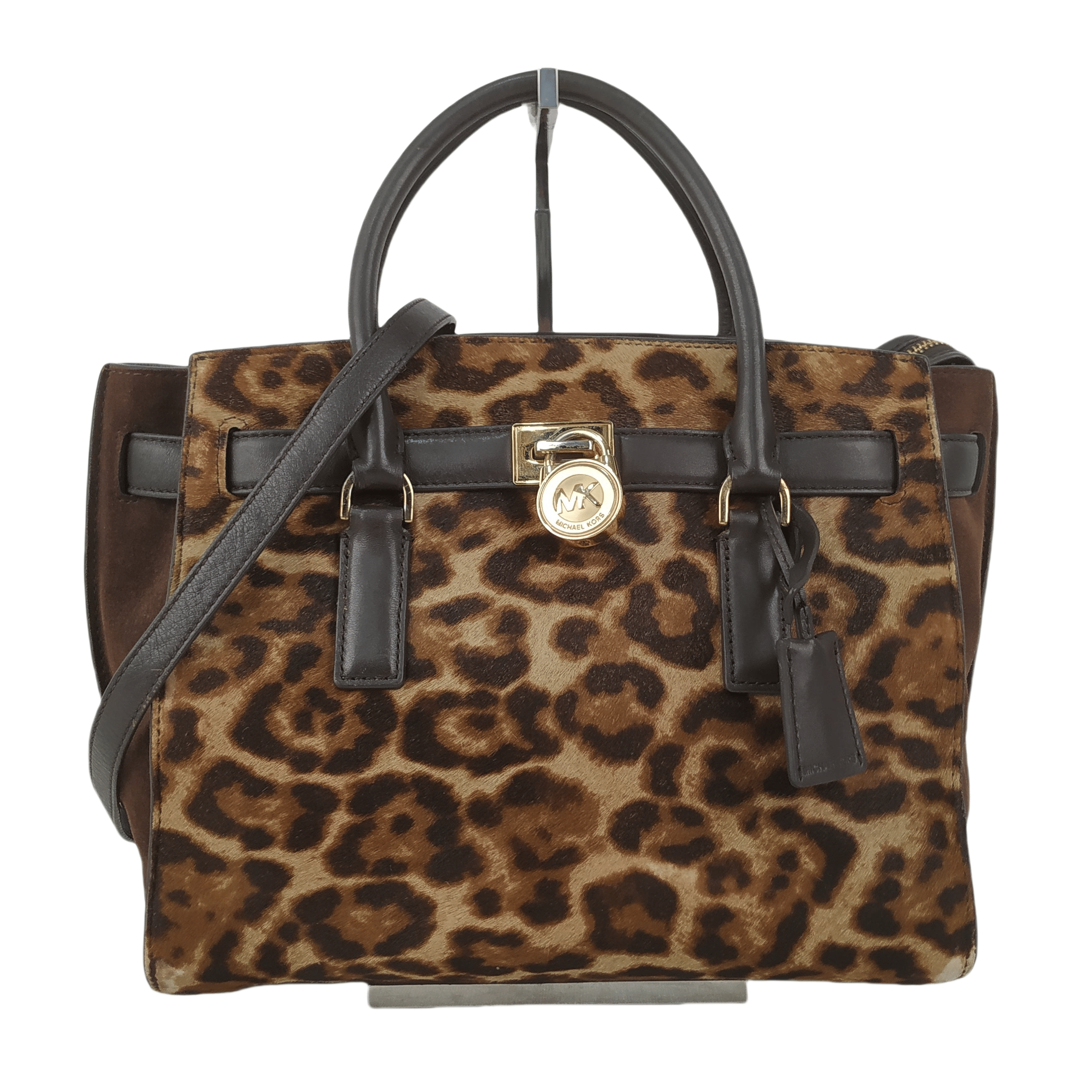 Michael Kors Hamilton Traveler Satchel Bag In Leopard Calf Hair