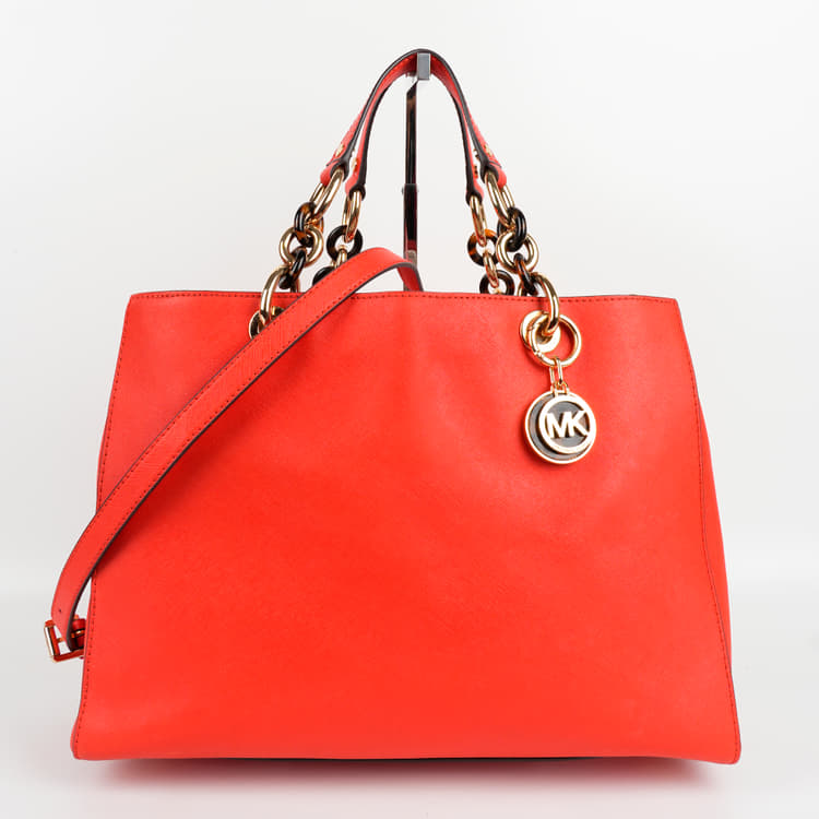 Michael Kors Red Leather Large Cynthia Tote-Hover-Image