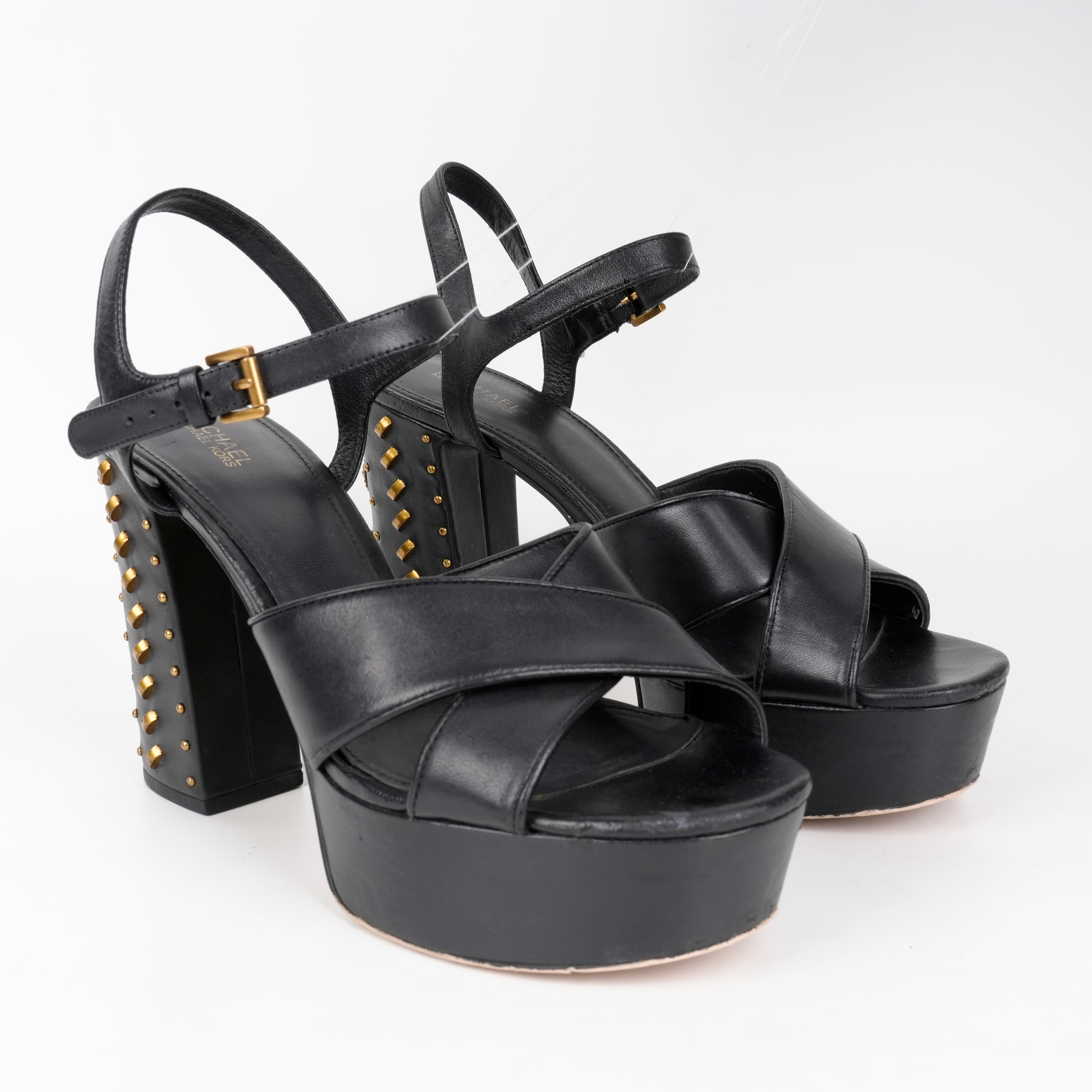 Size 9M - Michael Kors Leona Platform Faux Leather Heels