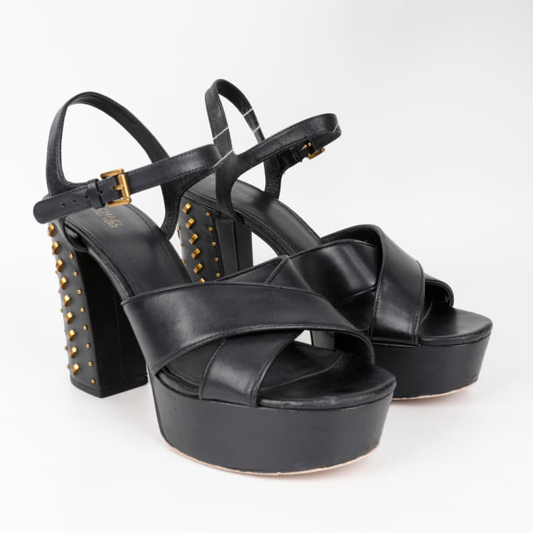Size 9M - Michael Kors Leona Platform Faux Leather Heels-Hover-Image