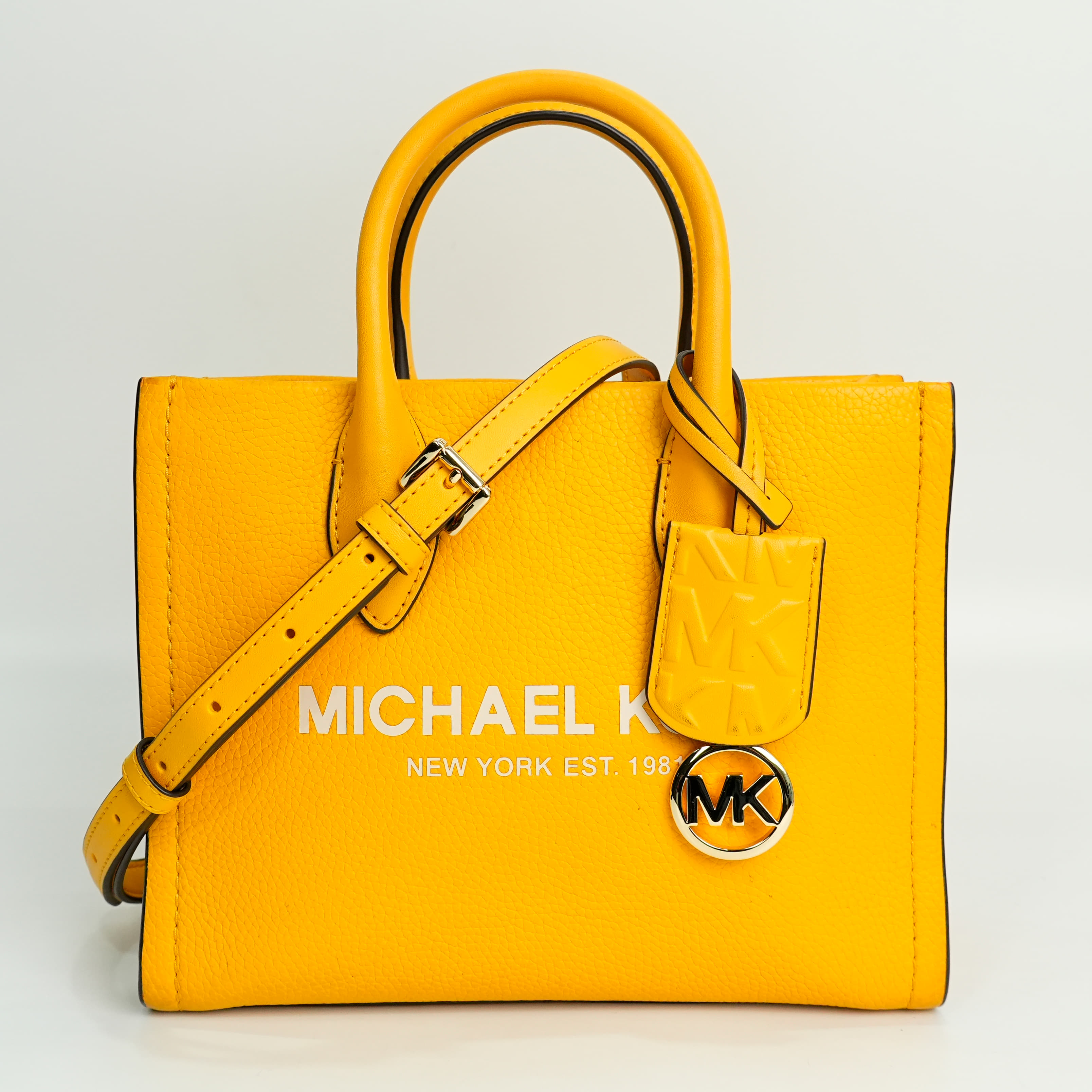 Michael Kors Yellow Mirella Logo Leather Small Satchel