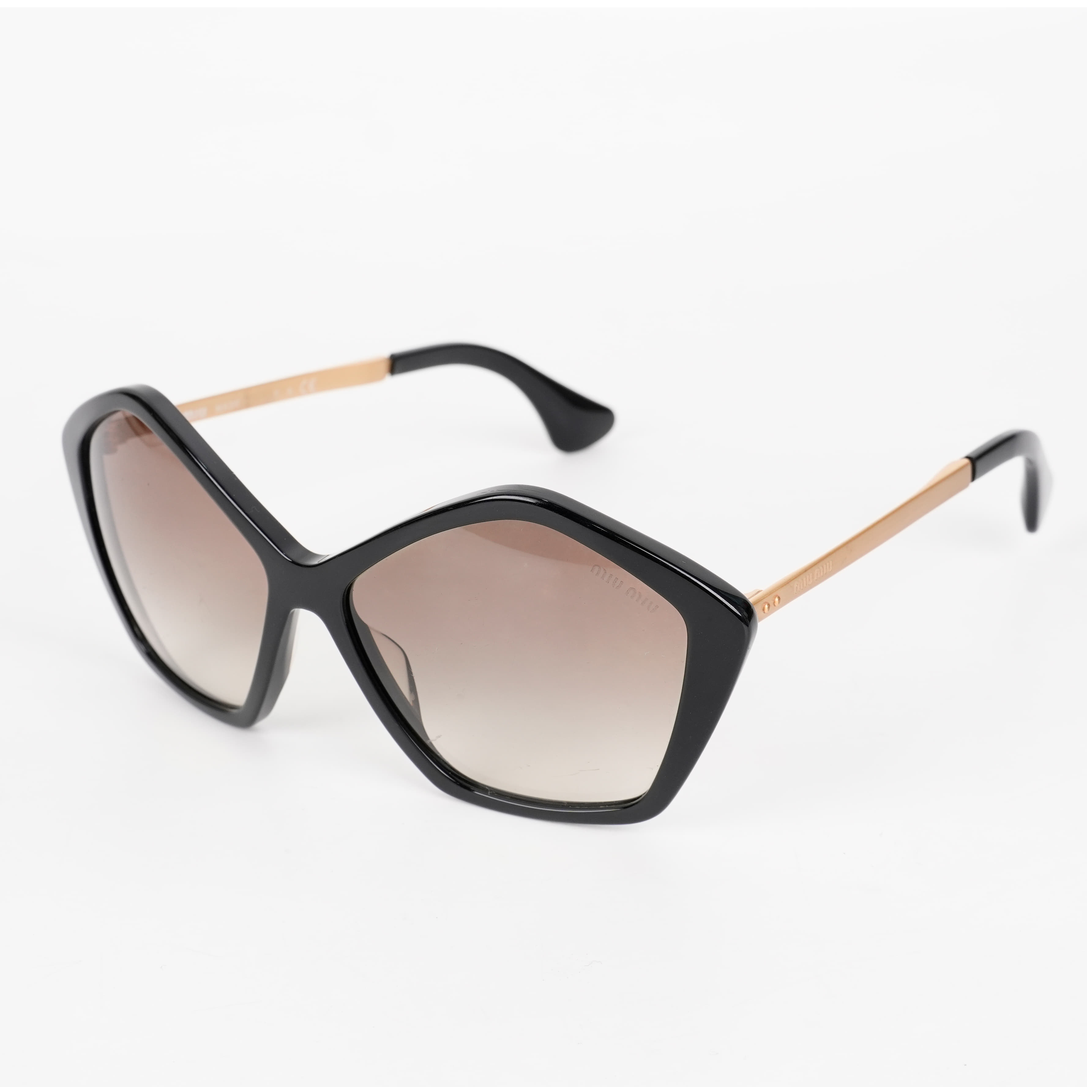 Miu Miu Sunglasses SMU11N Pentagon Black Gold / Grey Gradient