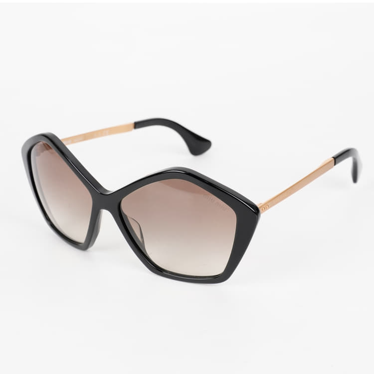 Miu Miu Sunglasses SMU11N Pentagon Black Gold / Grey Gradient-Hover-Image