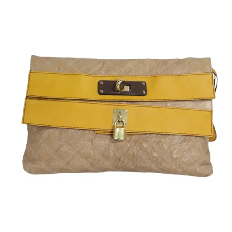 Marc Jacobs Flap Quilted Foldover Lock Leather Clutch