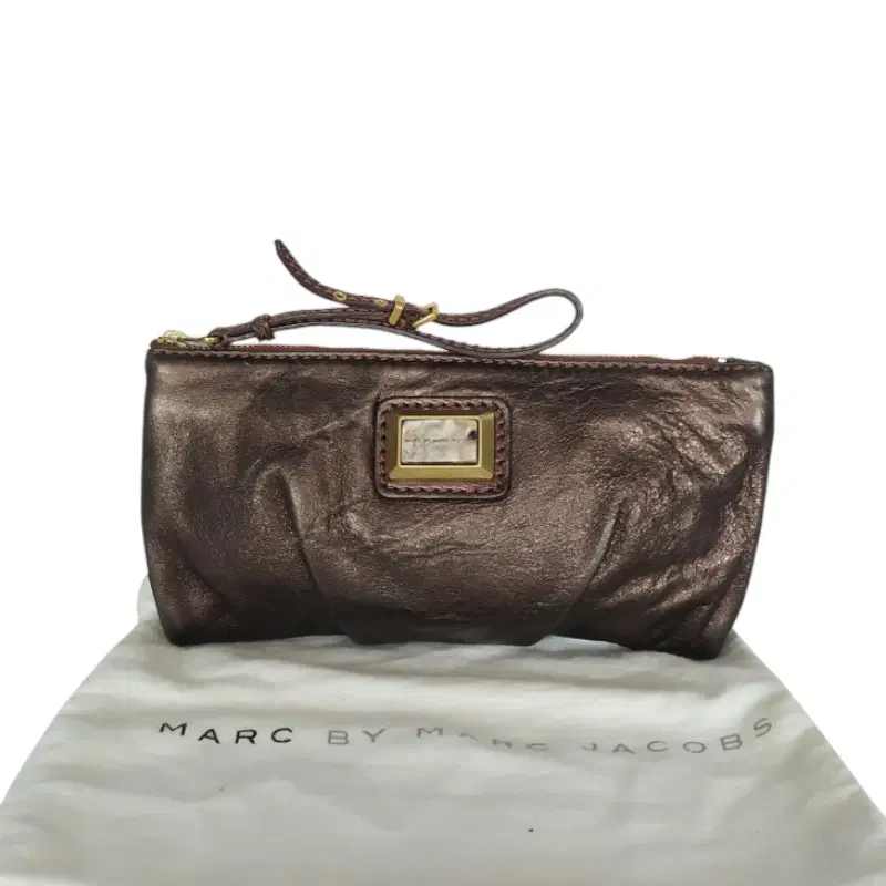 Marc Jacobs Classic Q Jewel Large Graphite Metallic Leather Clutch