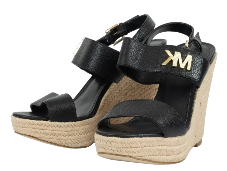 Michael Kors Deanna Leather and Jute Wedge