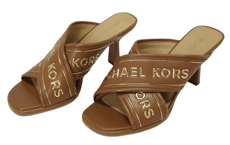 Size 9 - Michael Kors Gideon Brown Leather Mules Heels