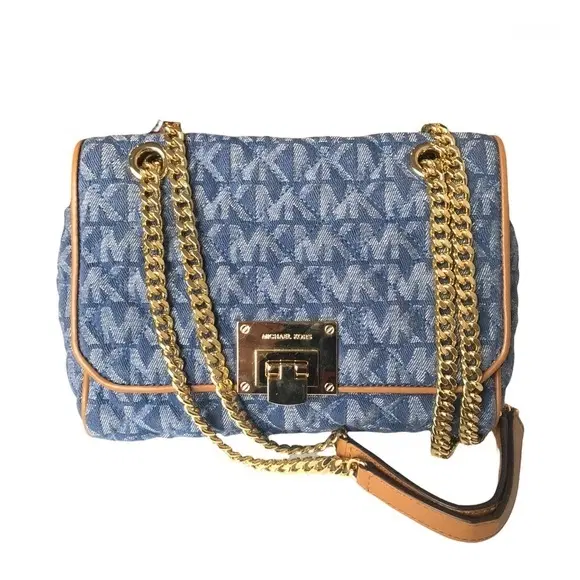Michael Kors Vivianne Denim Chain Shoulder Bag