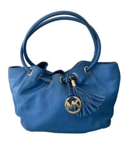 Michael Kors Blue Leather Ring Tassel Tote-Hover-Image