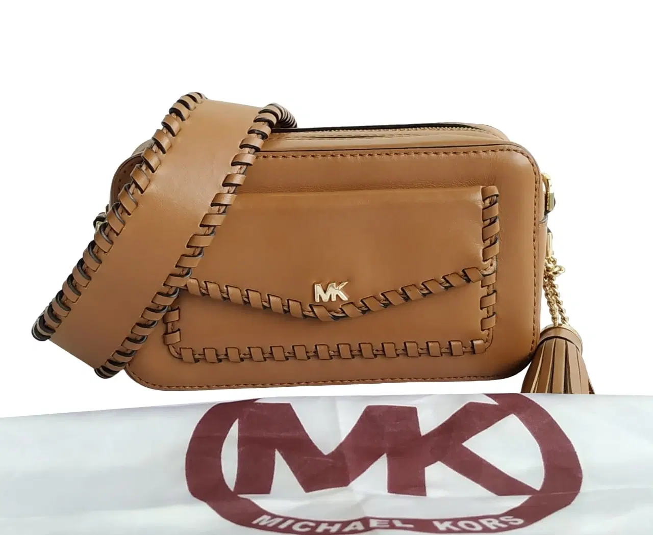 Michael Kors Whipstitched Camera Small Leather Crossbody Bag
