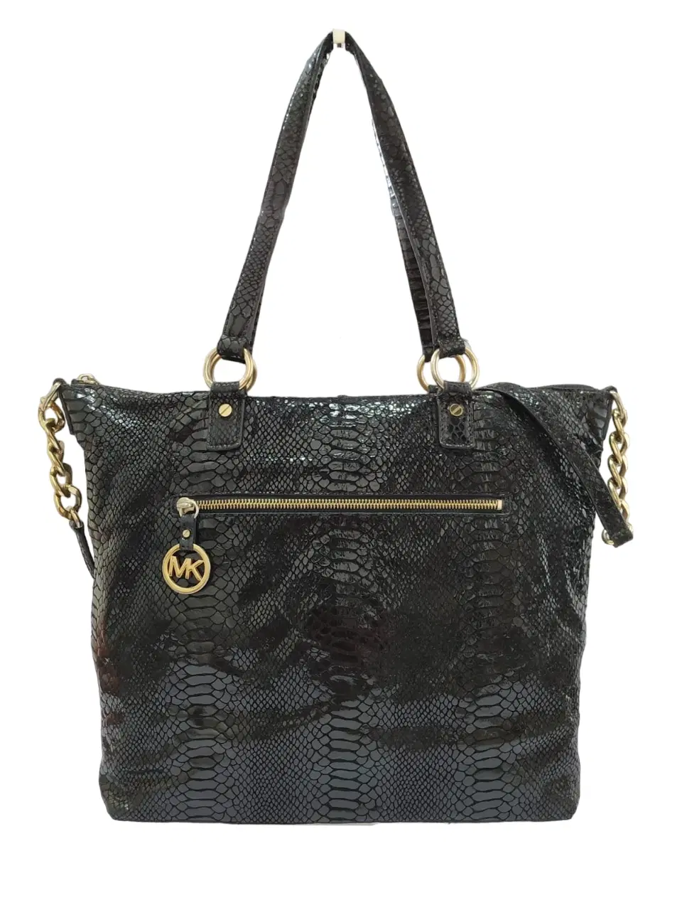 Michael Kors Python Embossed Black Patent Leather Satchel