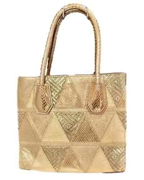 Michael Kors Gold Patch Embossed Leather Mercer Tote