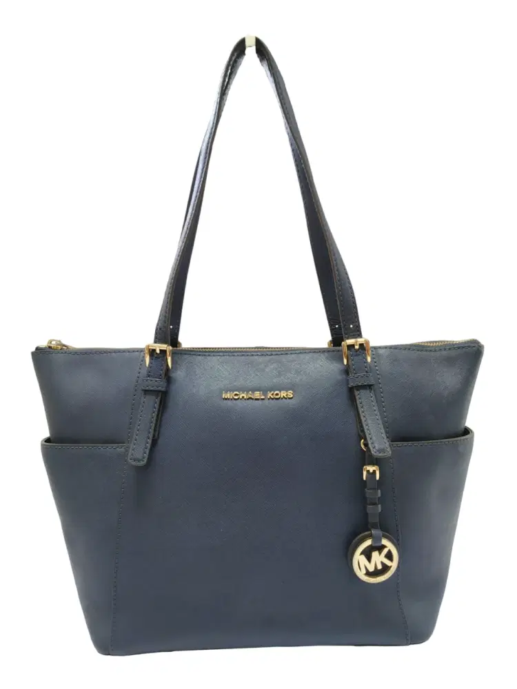 Michael Kors Jet Set Blue Saffiano Top Zip Tote-Hover-Image