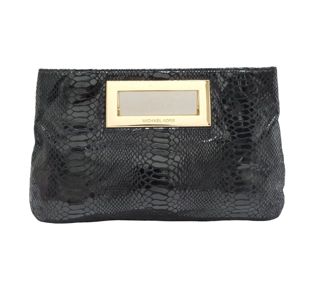 Michael Kors Black Python Embossed Berkley Clutch