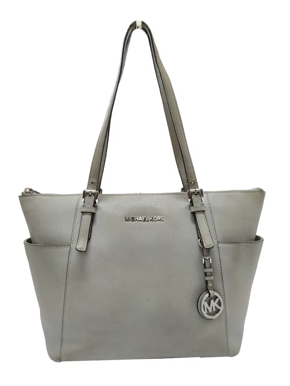 Michael Kors Jet Set Grey Saffiano Top Zip Tote