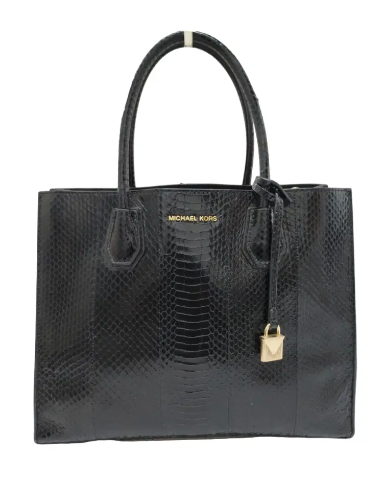 Michael Kors Black Snakeskin Large Mercer Tote-Hover-Image