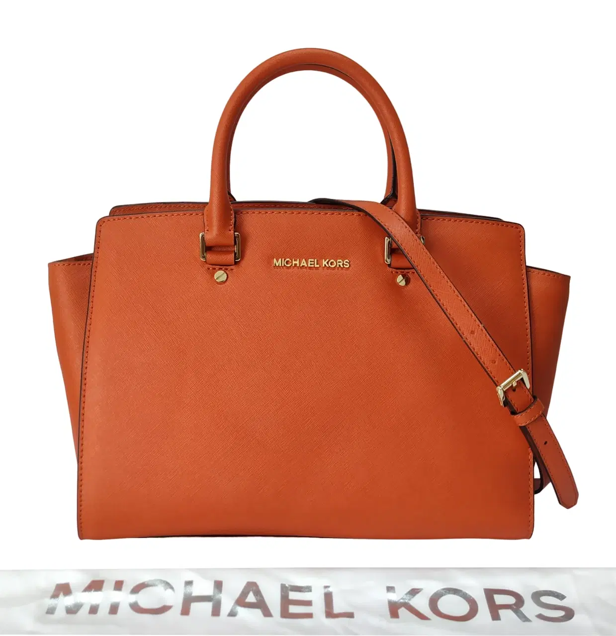 Michael Kors Orange Saffiano Leather Selma Satchel