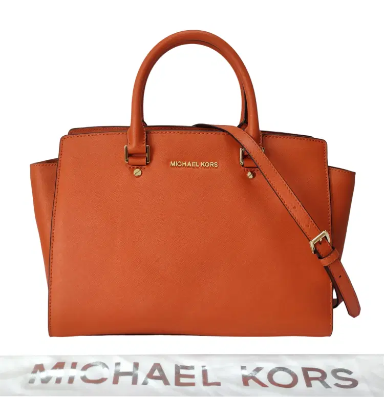 Michael Kors Orange Saffiano Leather Selma Satchel-Hover-Image