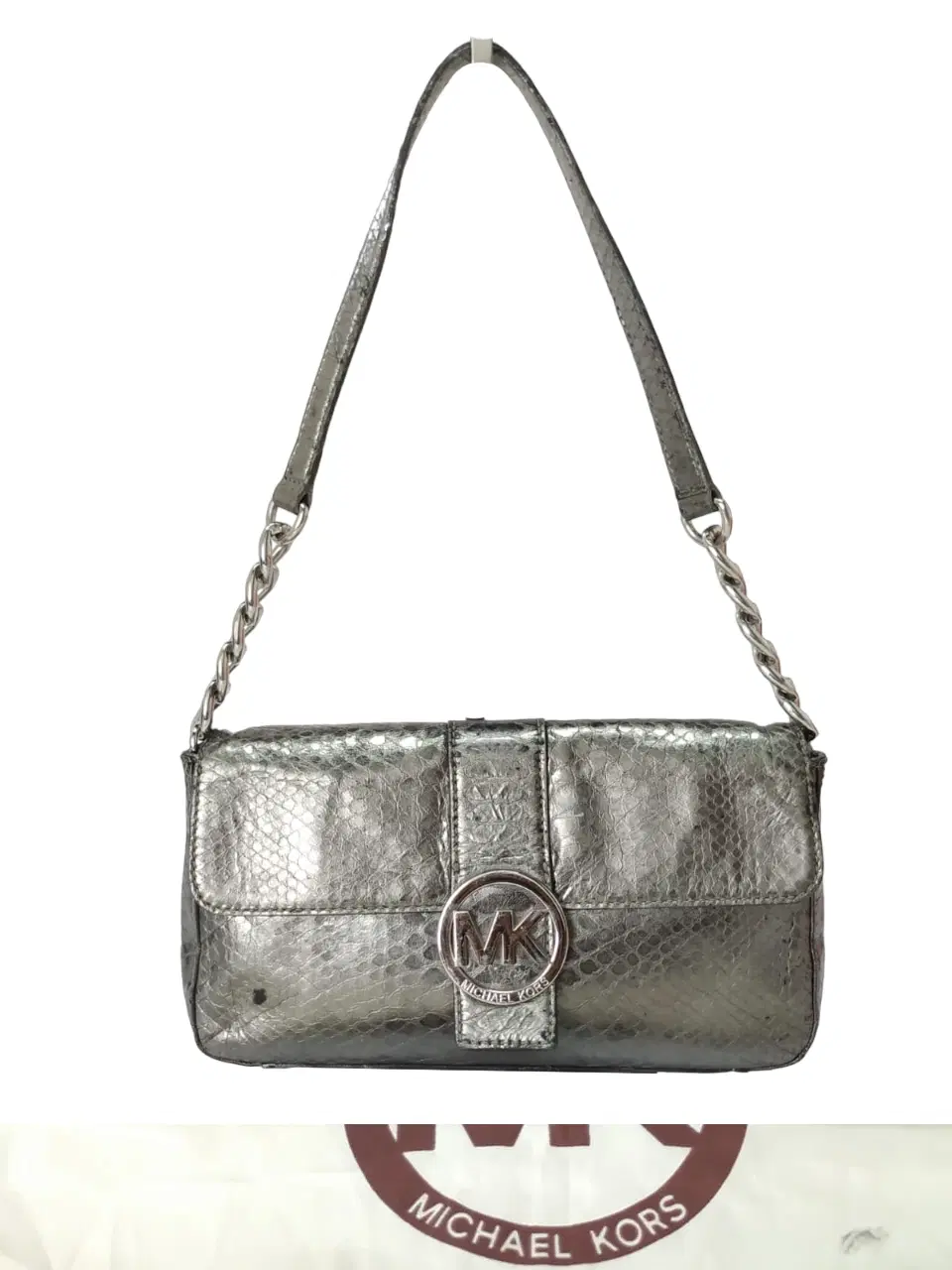 Michael Kors Fulton Flap Python Embossed Leather Shoulder Bag