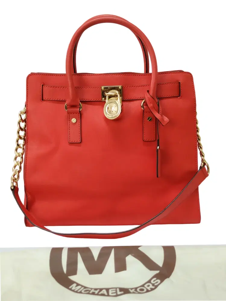Michael Kors Hamilton Red Leather Tote-Hover-Image