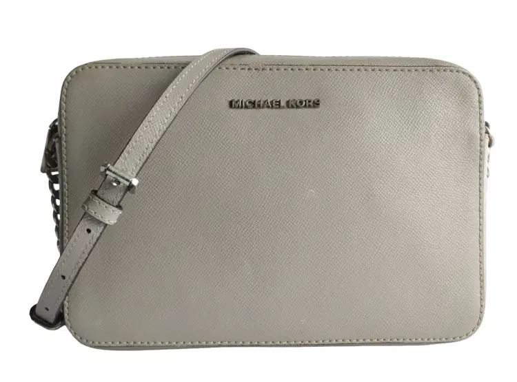 Michael Kors Jet Set Grey Saffiano Leather Crossbody Bag-Hover-Image