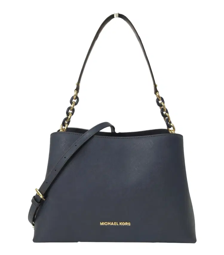 Michael Kors Navy Blue Leather Portia Top Handle Bag-Hover-Image