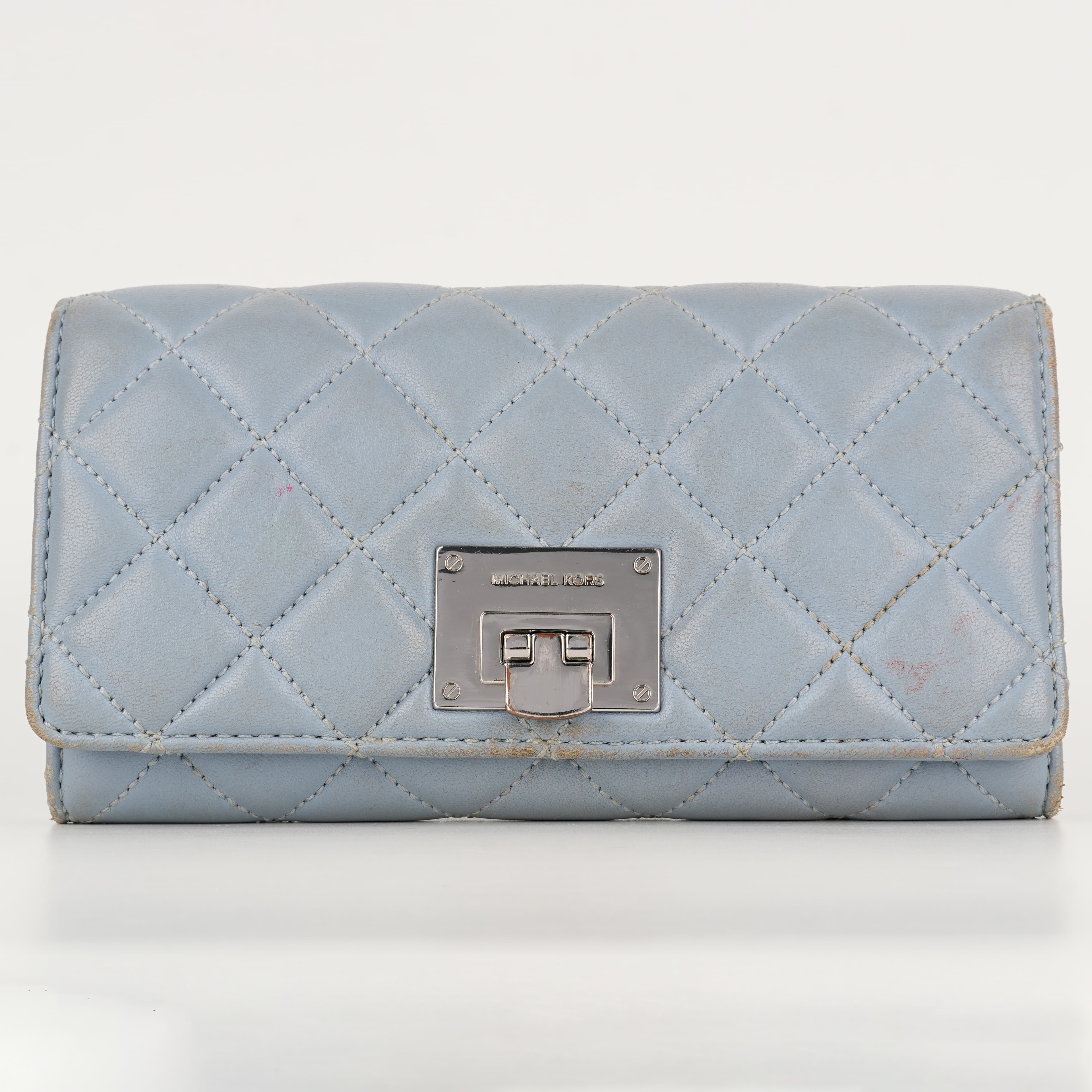 Micheal Kors Grey Quilted Leather Astrid Wallet