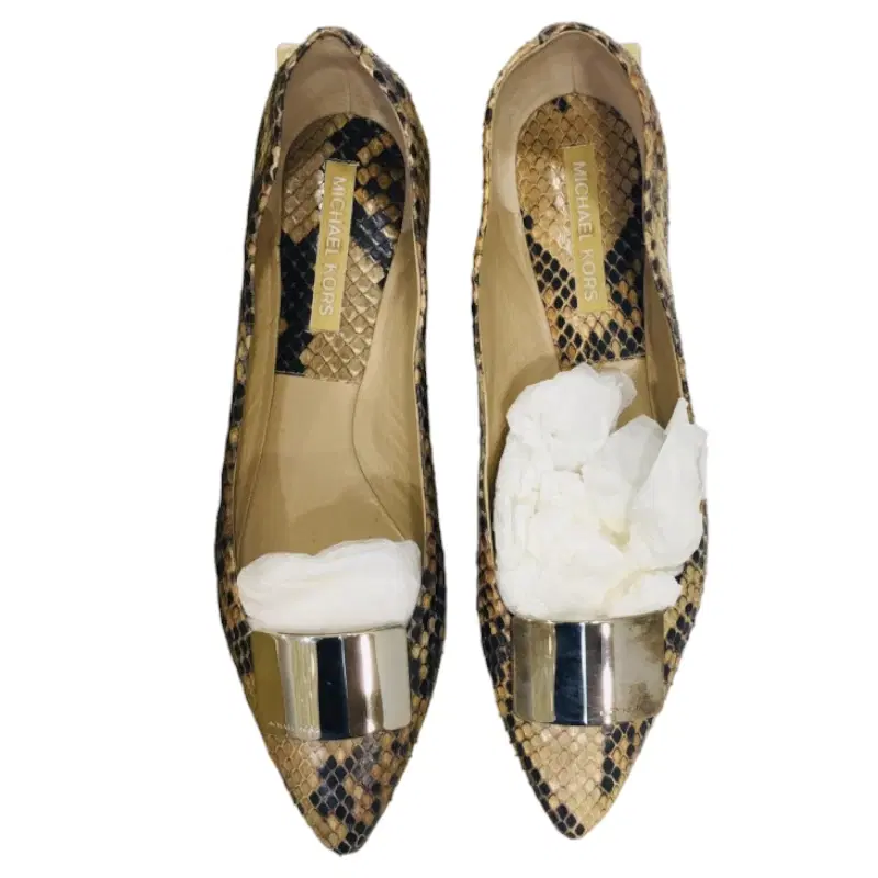 Michael Kors Snakeskin Leather Buckle Ballet Flat